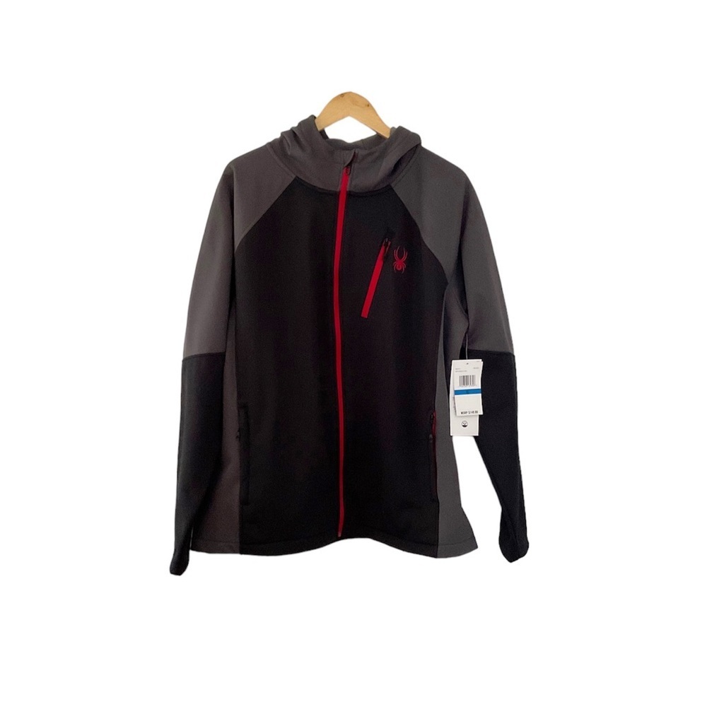 Spyder Mens Hydroweb Zip Front Jacket Size XL Black Grey New‎